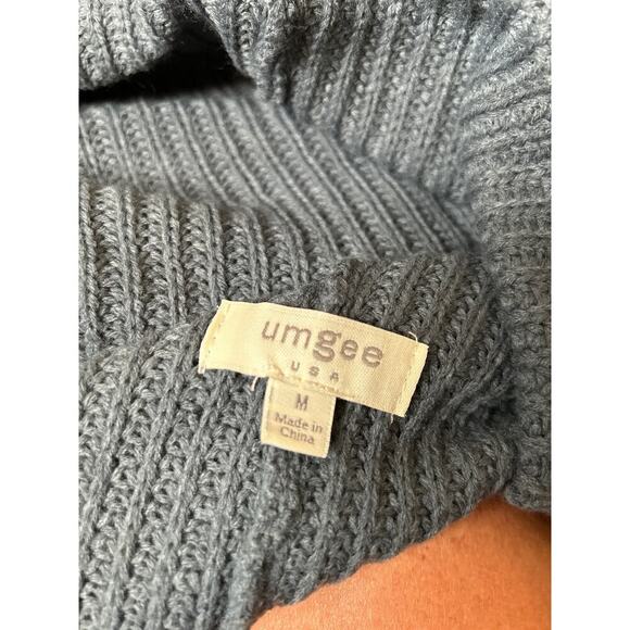 Umgee cardigan sweater tasseled sleeves & hem steel green open front SZ MD - Picture 5 of 9